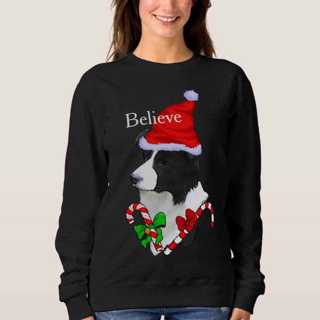 Border Collie Jul Merry T Shirt (Framsida)