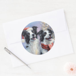 Border Collie Jul Runt Klistermärke
