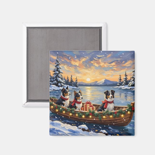 Border Collie Julbåt Högtid Magnet (Front/Back)