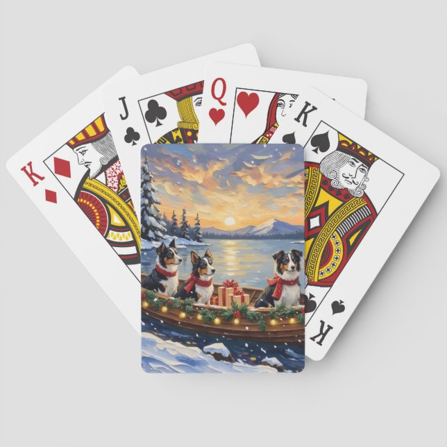 Border Collie Julbåt Semester Casinokort (Baksidan)