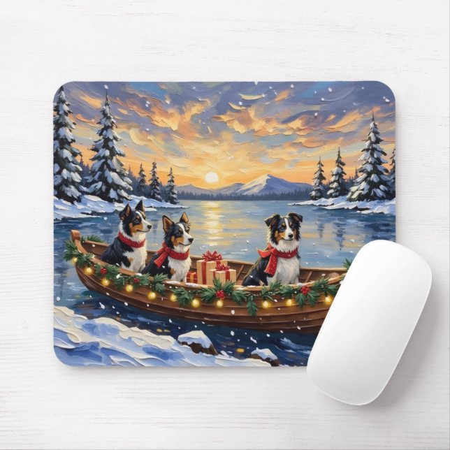 Border Collie julbåt semester Musmatta (Med mus)