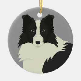Border Collie Julgransprydnad Keramik