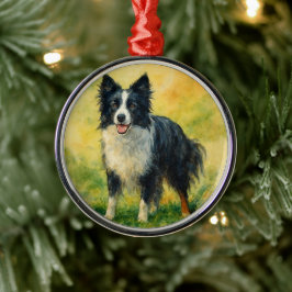 Border Collie Julgransprydnad Metall