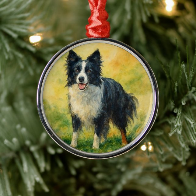 Border Collie Julgransprydnad Metall (Träd)