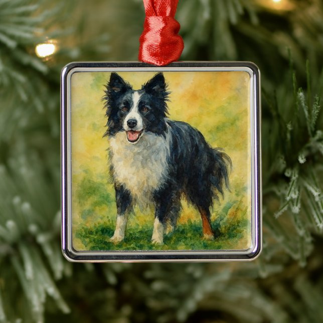 Border Collie Julgransprydnad Metall (Träd)