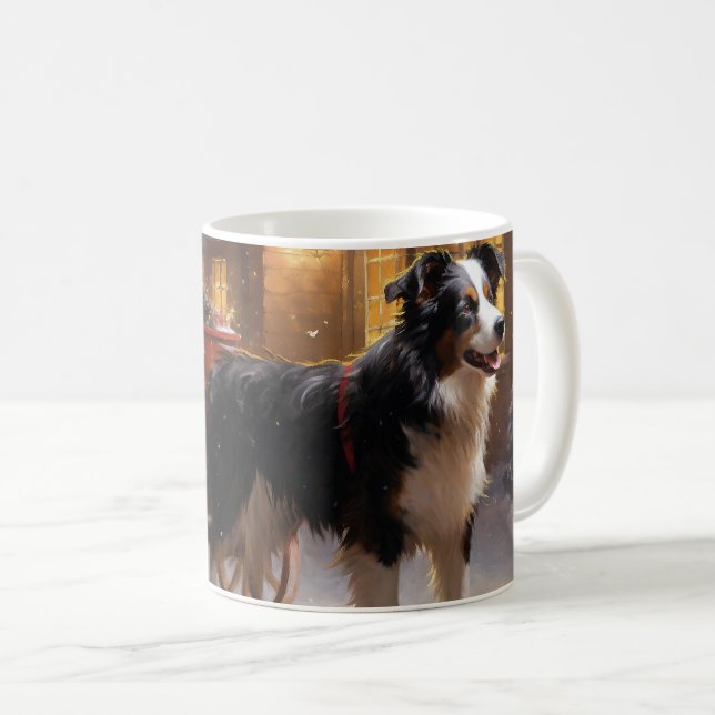 Border Collie Julhögtiden Kaffemugg (Framsida höger)