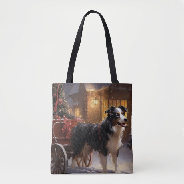 Border Collie Julhögtiden Tygkasse (Framsida)