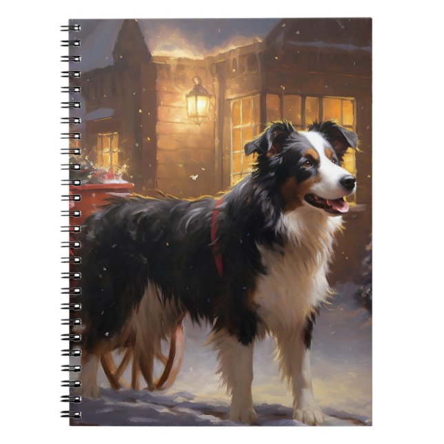 Border Collie Julhögtidssäsong Anteckningsbok (Framsidan)