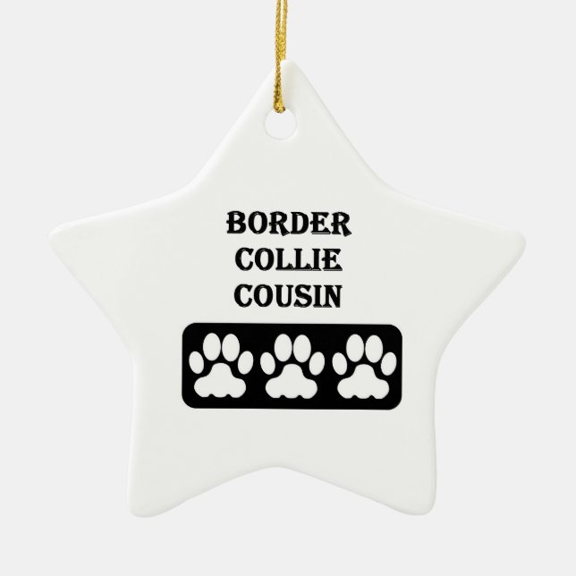 Border Collie Kusin Julgransprydnad Keramik (Framsidan)