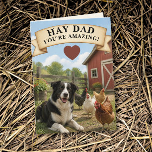 Border Collie Kyckling Lada Hö Papa Fars Dag Kort