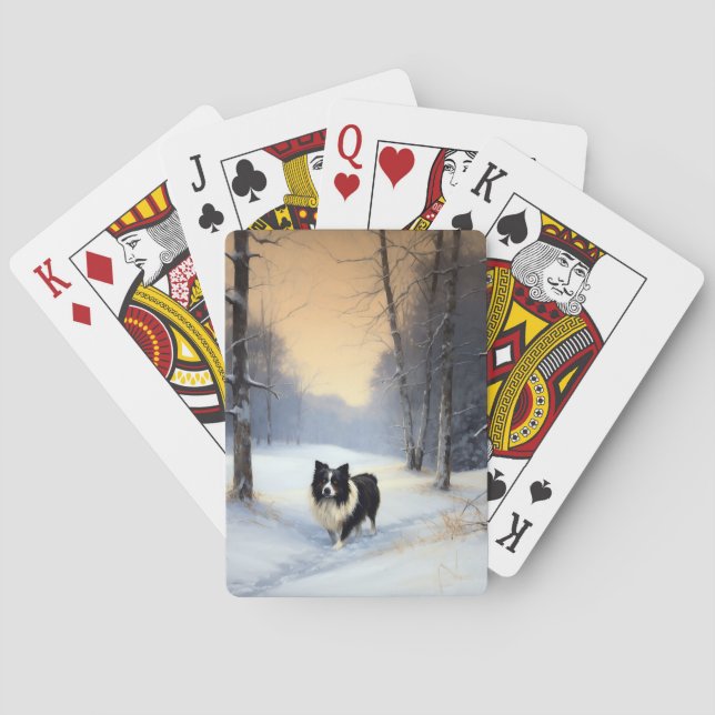 Border Collie Låt det snöa jul Casinokort (Baksidan)