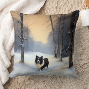Border Collie Låt det snöa jul Kudde