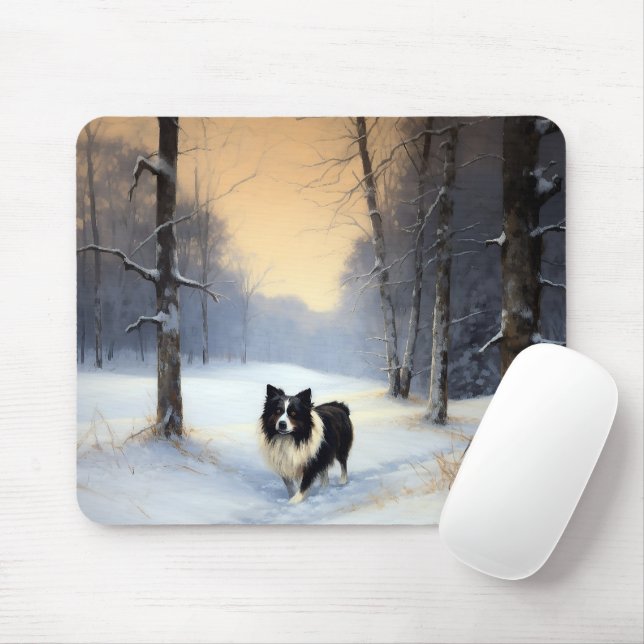 Border Collie Låt det snöa jul Musmatta (Med mus)