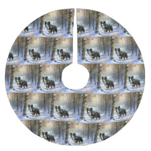 Border Collie Let It Snow Jul Julgransmatta Borstad Polyester