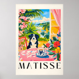 Border Collie Matisse Print Rolig Hund & Kaffe Poster