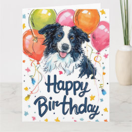 Border collie med ballonger kort