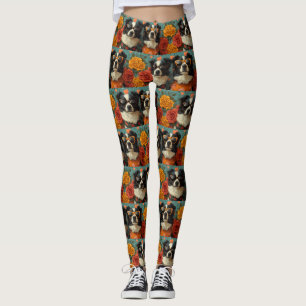 Border Collie Med Hjärtrosar Alla Hjärtans Dag Leggings