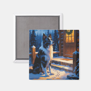 Border Collie med julbelysning Holiday Magnet