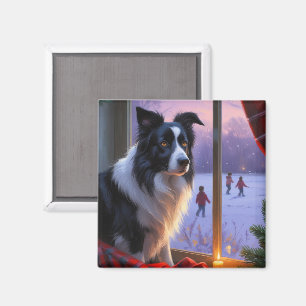 Border Collie med julbelysning Holiday Magnet