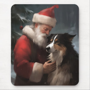 Border Collie Med Tomte Festiv Jul Musmatta