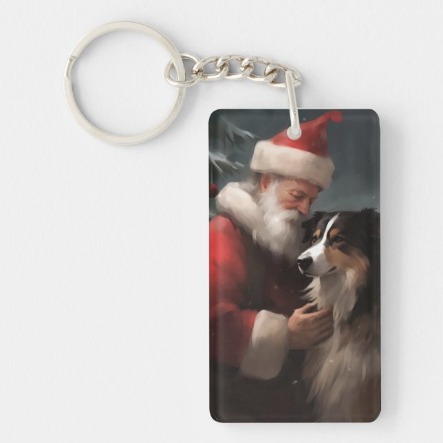 Border Collie Med Tomte Festive Jul (Framsidan)