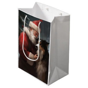 Border Collie med Tomte Festlig jul