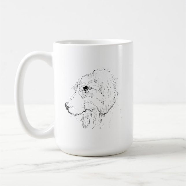 Border Collie Mugg – Handritad Bläck Hund Kaffe Mu (Vänster)