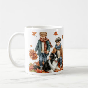 Border Collie och Barn Höst Kaffemugg