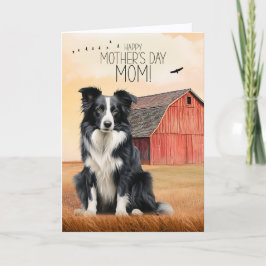 Border Collie och Röd Ladugård Mors Dag Helgkort