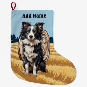 Border Collie på gård Stor Julstrumpa