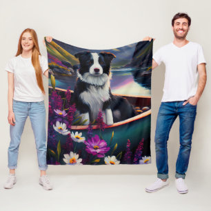 Border Collie på paddel: Ett naturskönt äventyr Fleecefilt