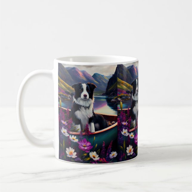 Border Collie på paddel: Ett naturskönt äventyr Kaffemugg (Vänster)