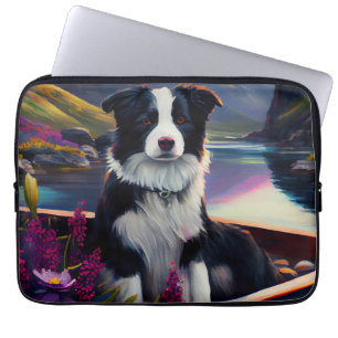 Border Collie på paddel: Ett naturskönt äventyr Laptop Fodral