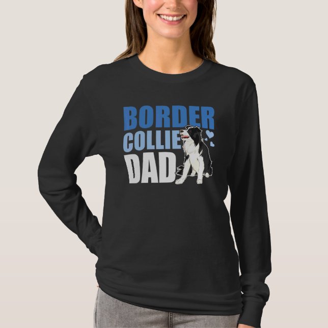 Border Collie Pappa Hund Fars Dag Border Collie T Shirt (Framsida)