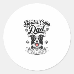 Border Collie Pappa Vintage Gravyr Hund T-Shirt De Runt Klistermärke