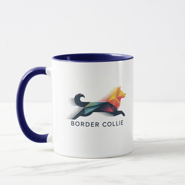 Border collie poligonal en amarillo y azul mugg (Vänster)
