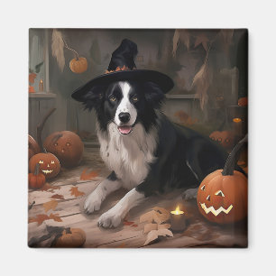 Border Collie Pumpak Halloween Skräckinjagande Magnet
