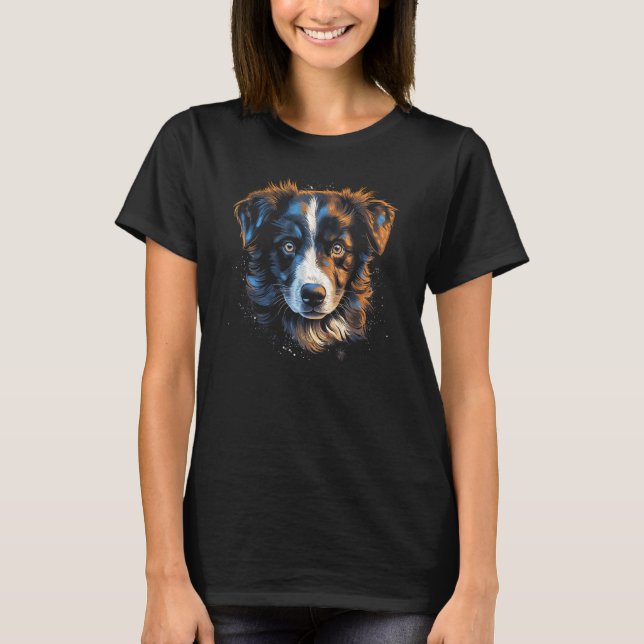 Border Collie Puppy Australian Shepherd Dog Dogs G T Shirt (Framsida)