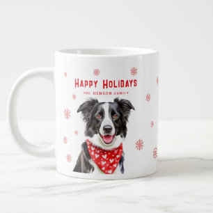 Border Collie Röd Hjärtbandana Jul  Jumbo Mugg