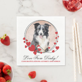 Border Collie Röd Hjärtkrans Hund Foto Pappersservett