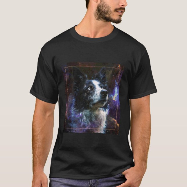 Border Collie Rymden T Shirt (Framsida)