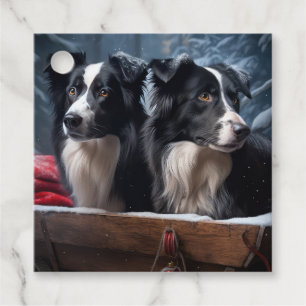 Border Collie Snöig släde juldekoration Gåvor Etiketter