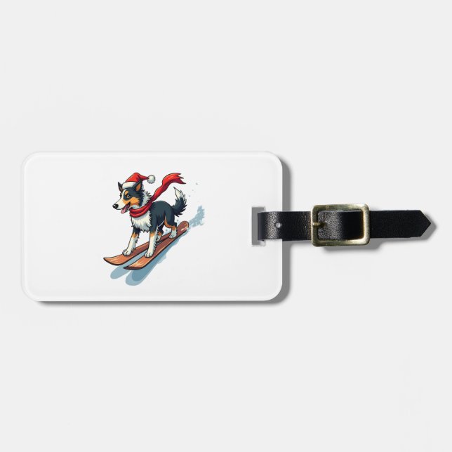 Border Collie Snowboardåkare Bagagebricka (Horisontell Framsida)