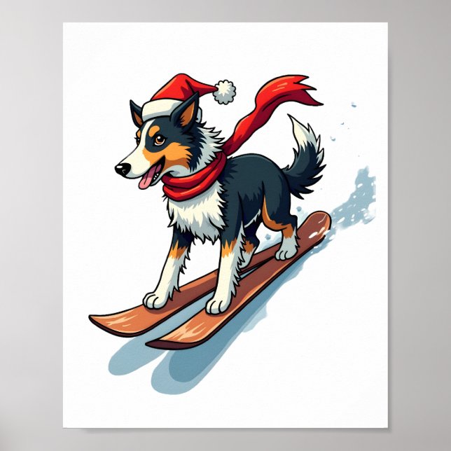 Border Collie Snowboardåkare Poster (Framsidan)