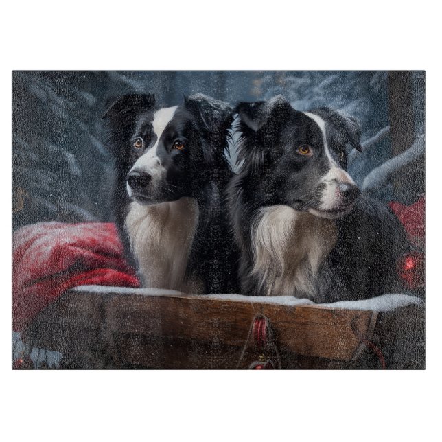 Border Collie Snowy Sleigh Juldekoration (Framsidan)