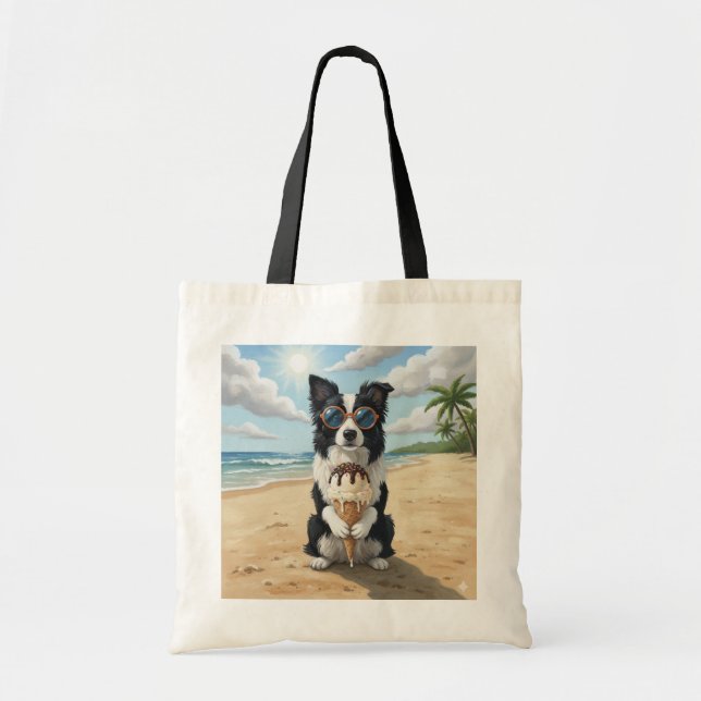 Border Collie som håller på glasskon Tygkasse (Framsidan)