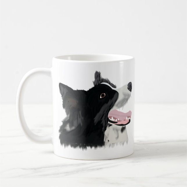 Border Collie Söt Hund Kaffemugg (Vänster)