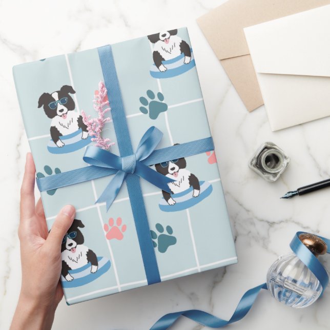 Border Collie Strand Mönster för Hundälskare Presentpapper (Gifting)