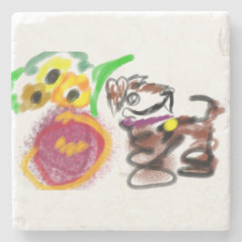 Border Collie sunflowers  Stenunderlägg