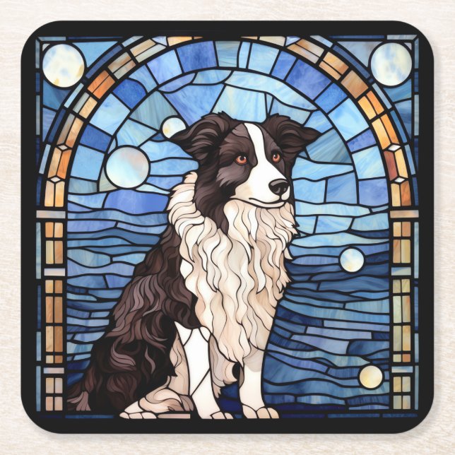 Border Collie  Underlägg Papper Kvadrat (Framsidan)